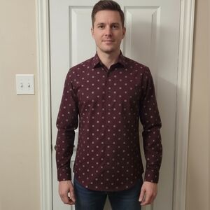 Stylish Burgundy Patterned Men's Shirt